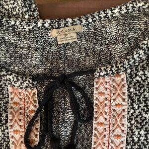 Anama Black and White Blouse with Orange Accents